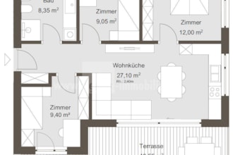 Neue sonnige 4-Zimmer-Wohnung im letzten Stock mit Garten und zwei Carports in ruhiger Lage in Burgstall zu verkaufen